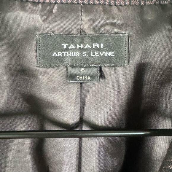 Tahari Womens Wallace Black Brown Blazer Pencil Skirt Set Geometric Print Sz 6 - Picture 5 of 11